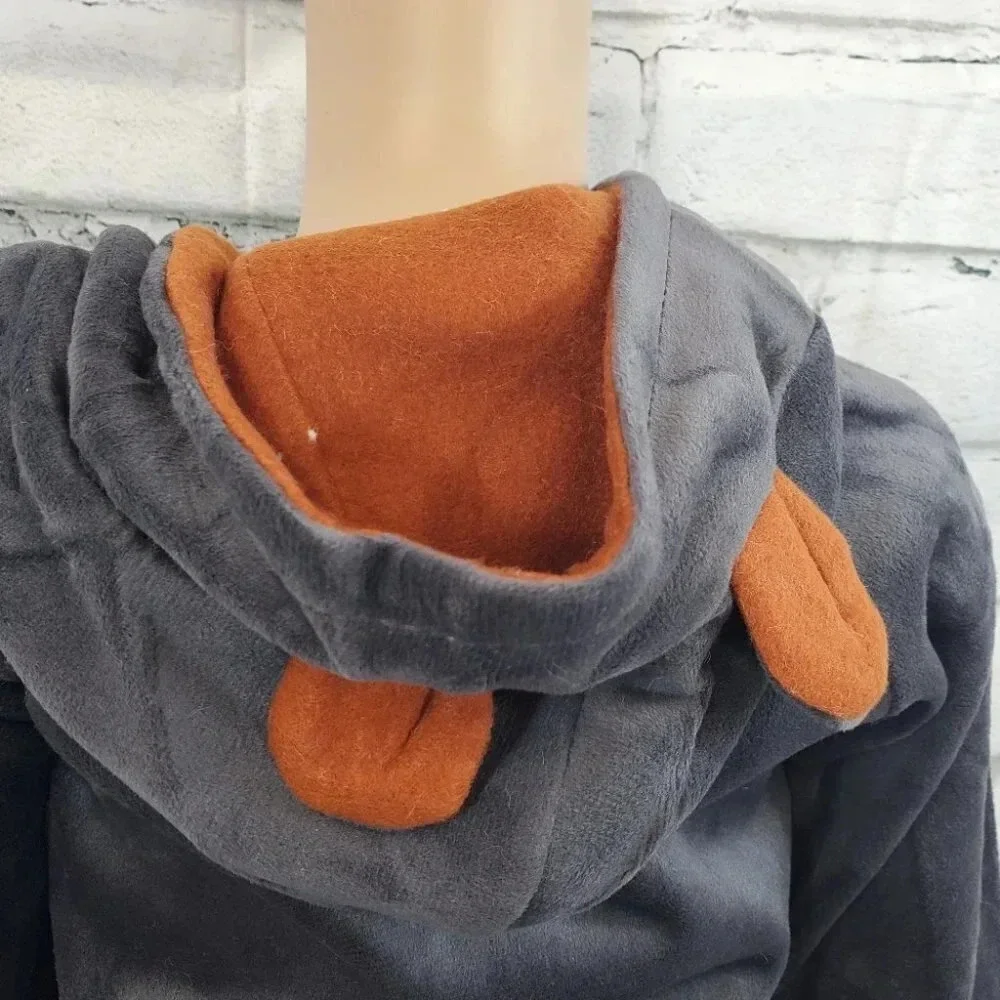 5T Toddler Grey Teddy Bear 2 piece Hoodie and Pants Velvet Outfit Set